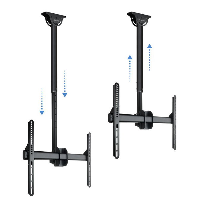 TooQ LPCE1170TSLI-B Soporte de Techo Giratorio, Inclinable y Nivelable para TV de 37 a 70 Pulgadas, Hasta 50 kg